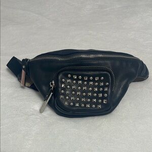 Steve Madden Studded Black Leather Fanny Pack